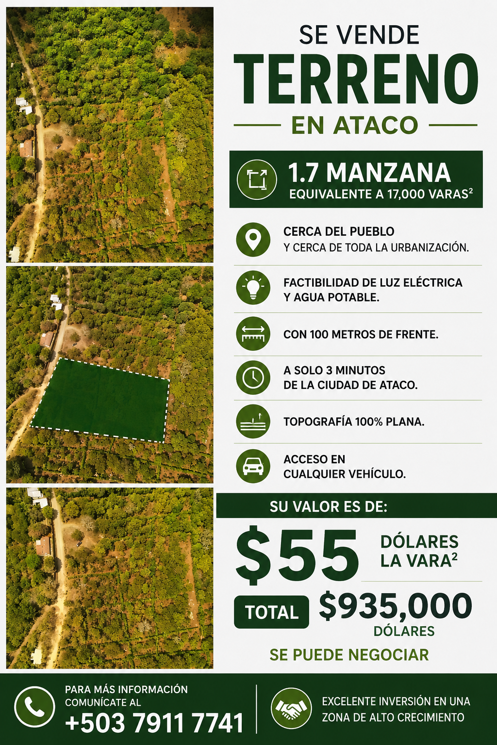 Terreno de Oportunidad en Ataco | 1.7 Manzanas con Excelente Ubicación
