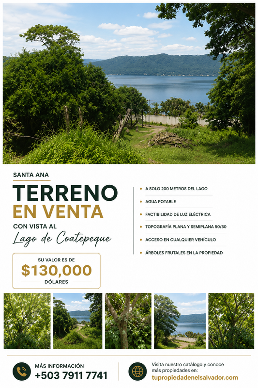 Terreno en Venta con Vista al Lago de Coatepeque | Santa Ana
