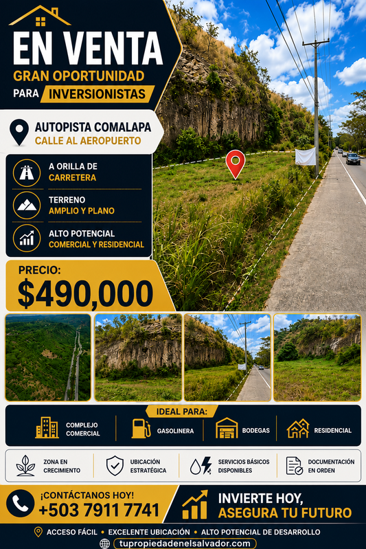 Terreno ubicado en Autopista Comalapa, Gran oportunidad para inversionistas