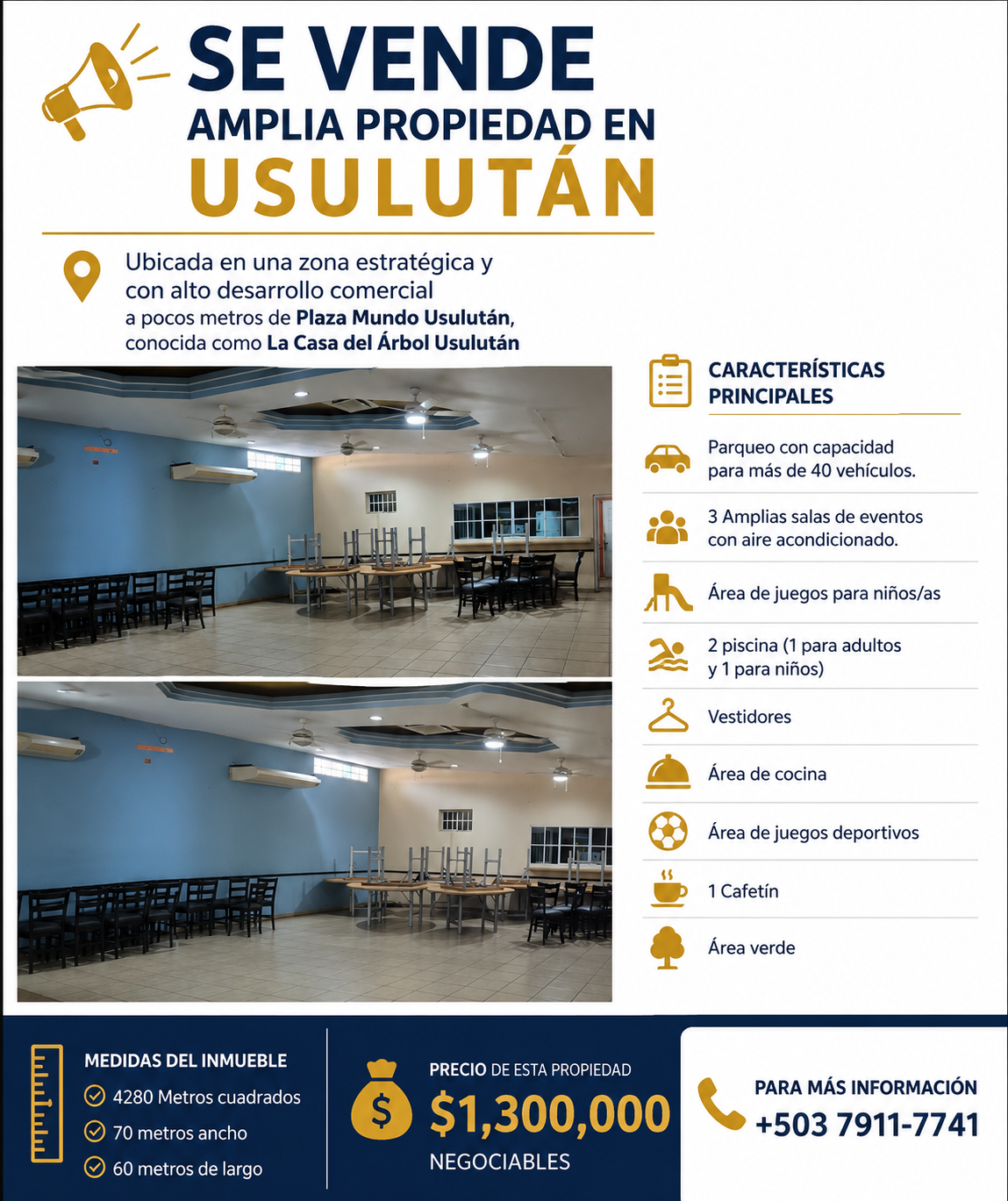 SE VENDE AMPLIA PROPIEDAD COMERCIAL EN USULUTÁN