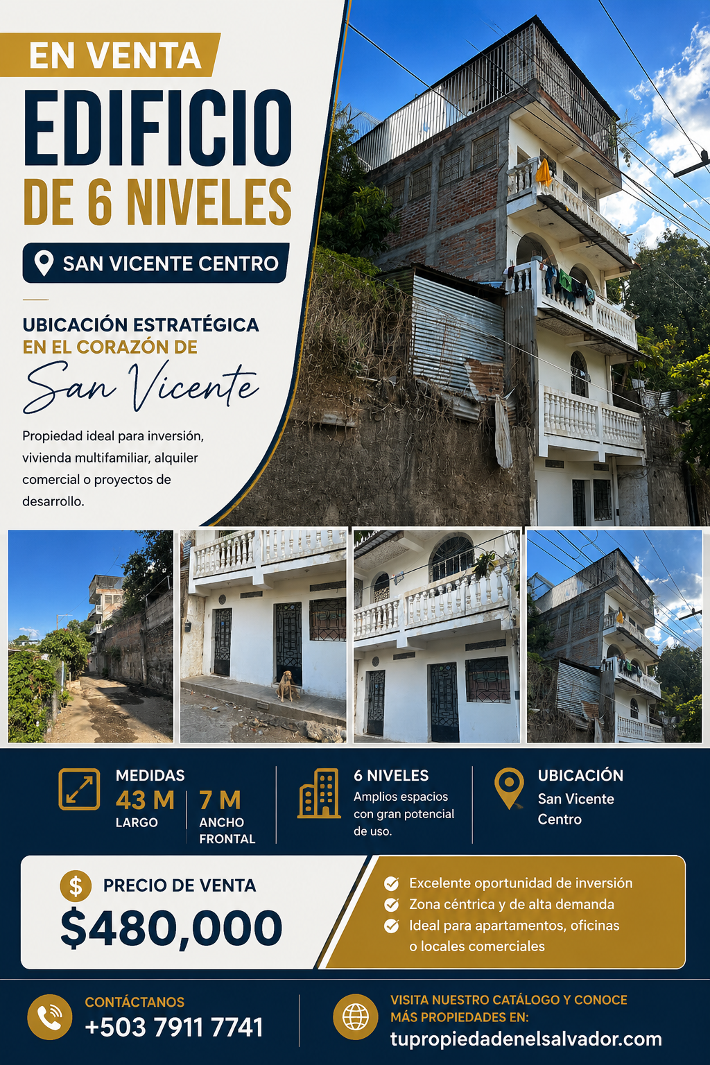 Edificio de 6 Niveles en Venta en San Vicente Centro | Excelente Oportunidad de Inversión