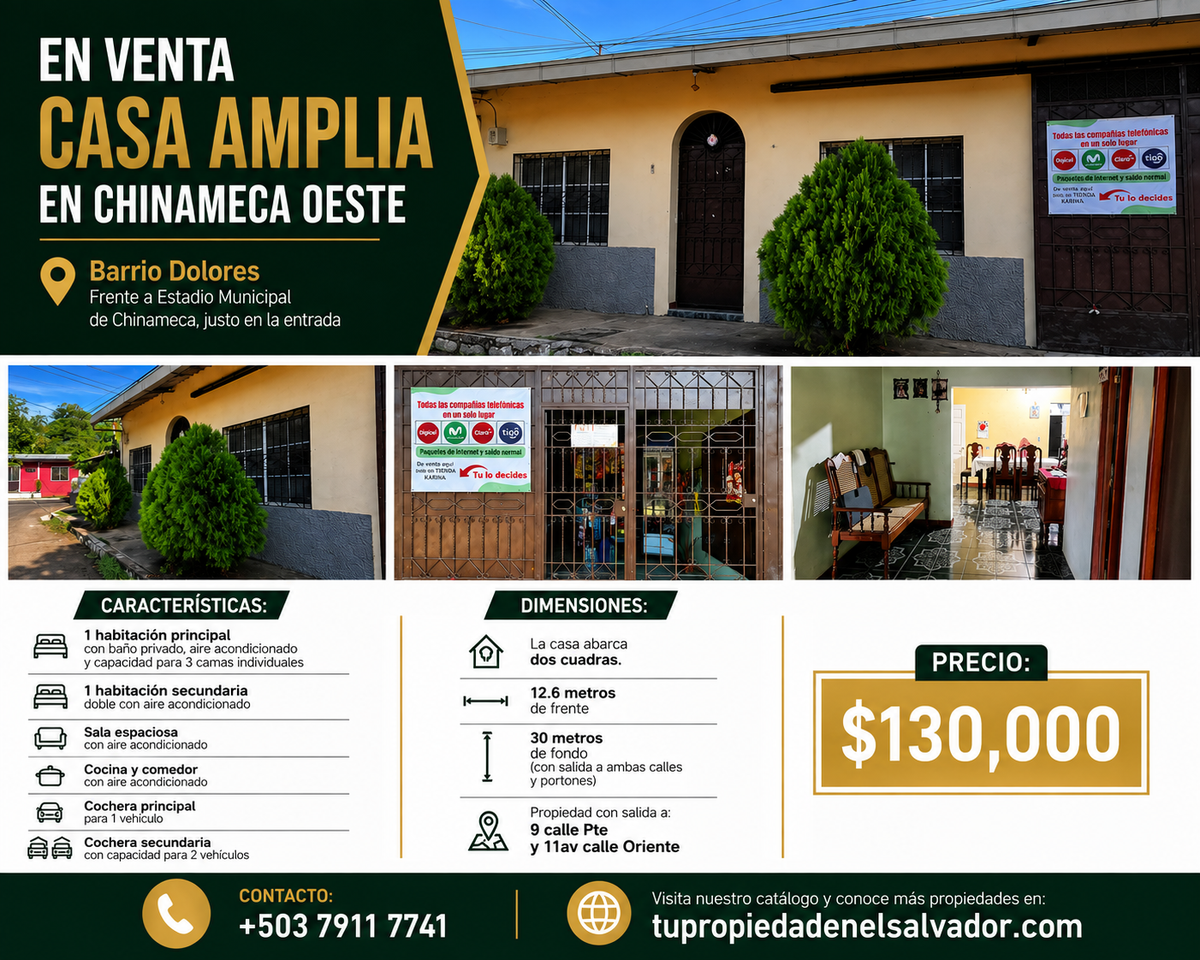 Casa con Local Comercial en Ubicación Estratégica en Chinameca, San Miguel