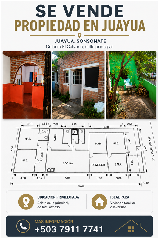 Casa en Venta sobre Calle Principal en Colonia El Calvario, Juayúa, Sonsonate