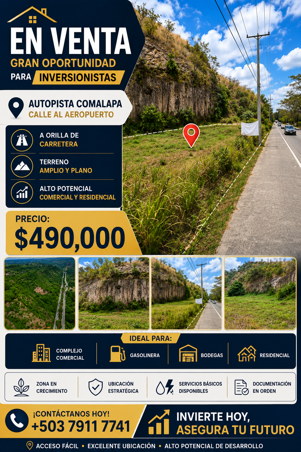 Terreno ubicado en Autopista Comalapa, Gran oportunidad para inversionistas