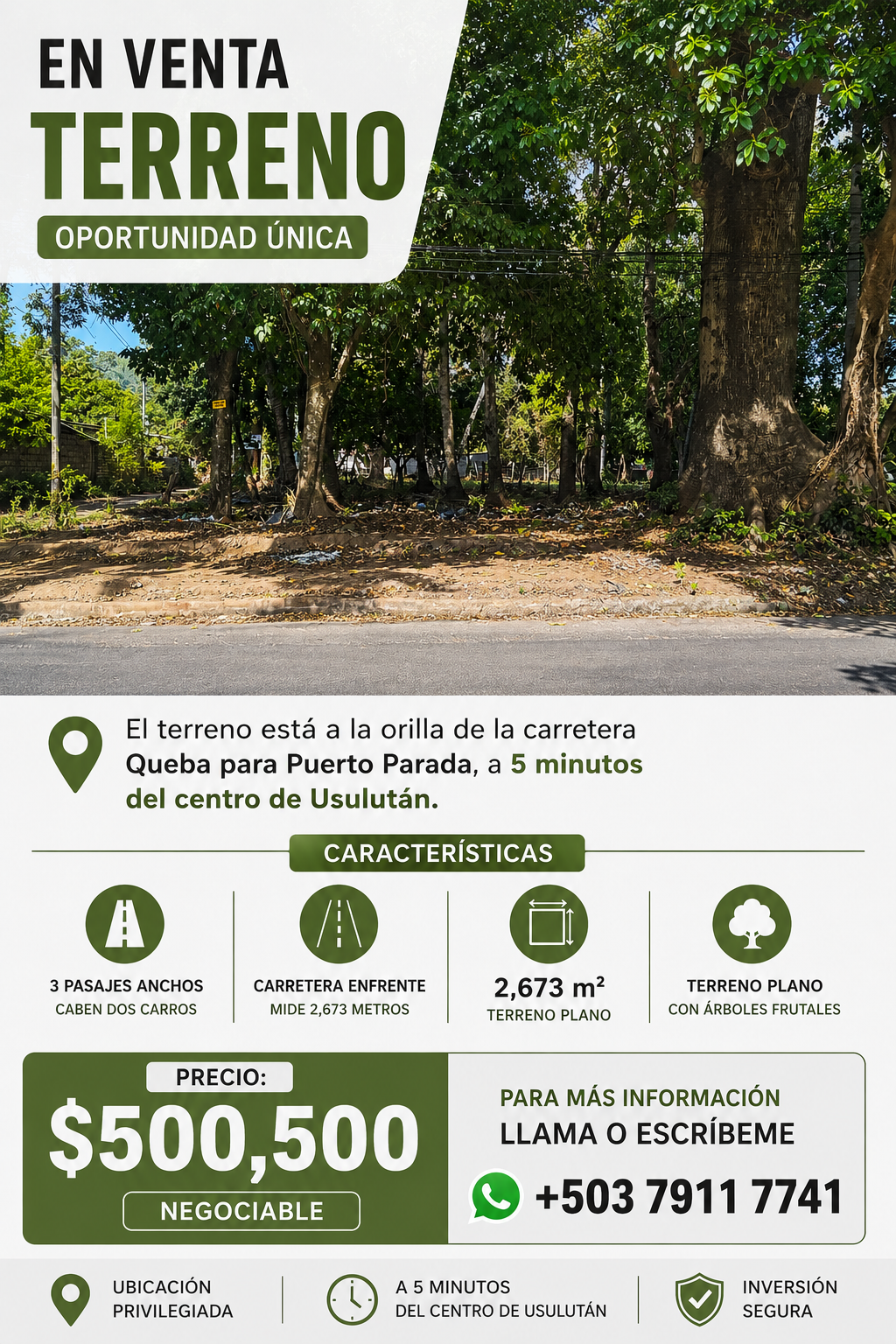 Terreno Estratégico en Venta en Usulután – Amplio, Accesible y con Gran Potencial