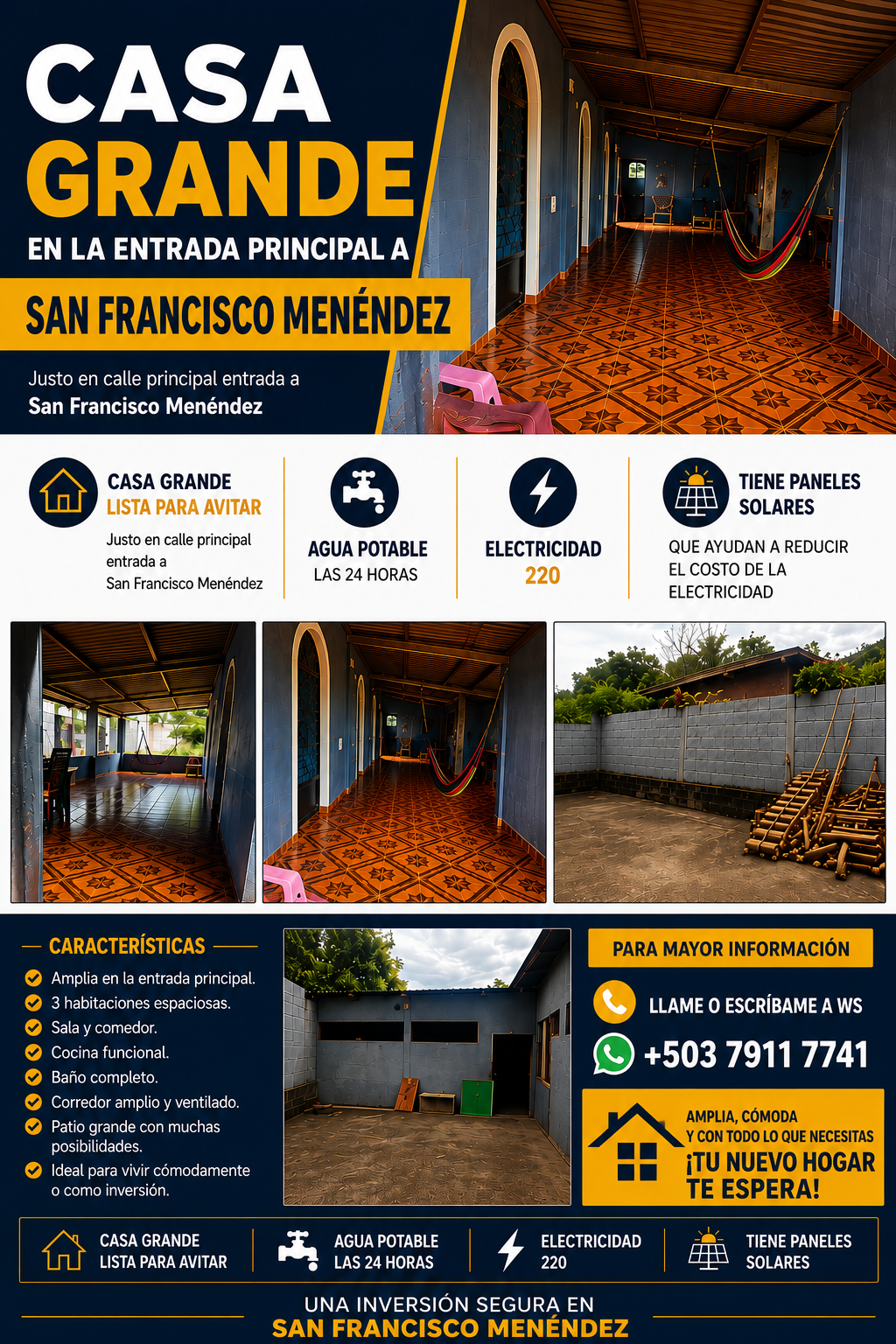 Casa amplia y lista para habitar en San Francisco Menéndez