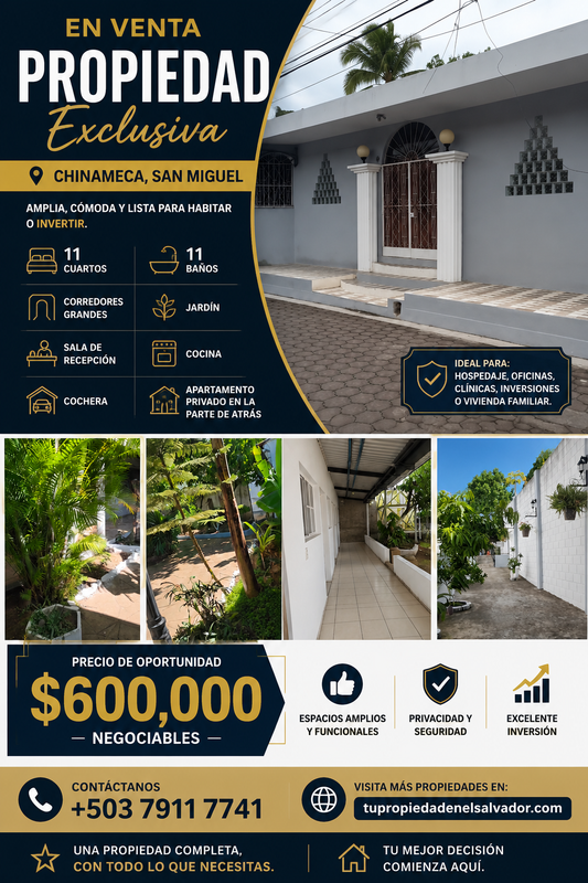 Amplia Propiedad en Venta en Chinameca, San Miguel | Ideal para Inversión o Proyecto Comercial