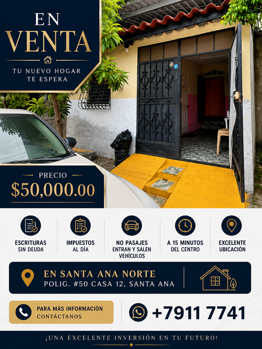Casa en Venta en Santa Ana Norte | Excelente Ubicación