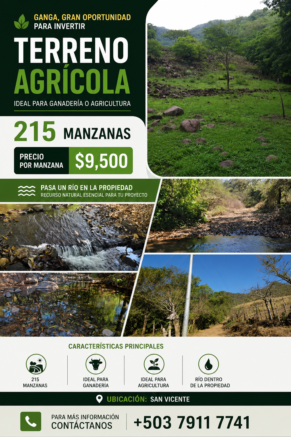 GANGA, Gran Oportunidad de Inversión: Terreno Agrícola de 215 Manzanas en San Vicente