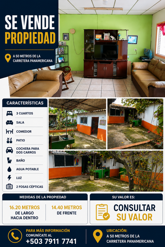 Casa en Venta con Excelente Ubicación a Solo 50 Metros de la Carretera Panamericana