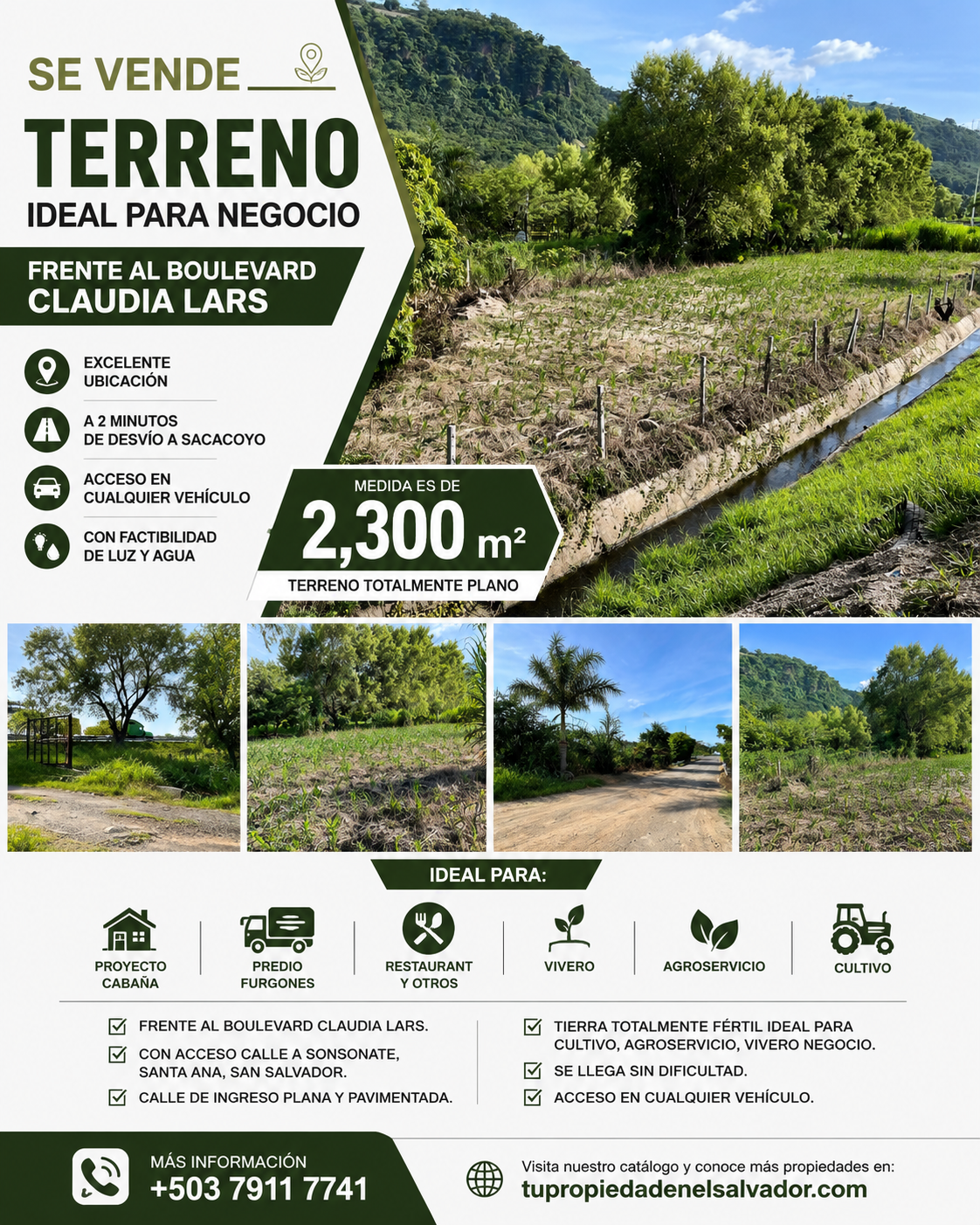 Terreno Estratégico en Venta Frente al Boulevard Claudia Lars | Ideal para Inversión y Desarrollo Comercial