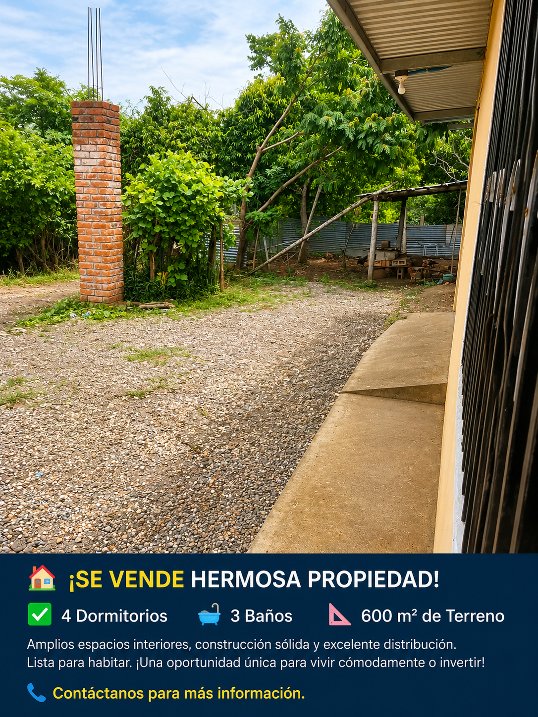 Propiedad en Venta – Amplio Terreno con Vivienda y Potencial de Desarrollo en Tacachico