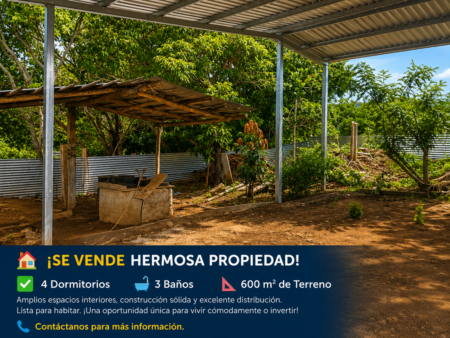 Propiedad en Venta – Amplio Terreno con Vivienda y Potencial de Desarrollo en Tacachico