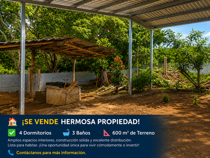 Propiedad en Venta – Amplio Terreno con Vivienda y Potencial de Desarrollo en Tacachico