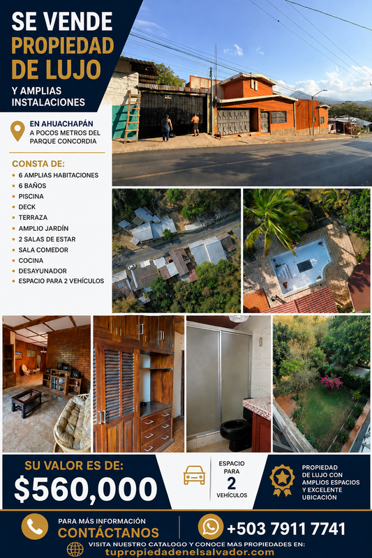 Exclusiva Propiedad de Lujo en Ahuachapán | Amplios Espacios, Piscina y Excelente Ubicación