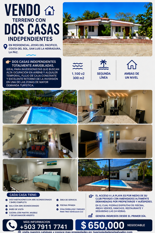 Terreno con 2 Casas Independientes en Joyas del Pacífico – Costa del Sol