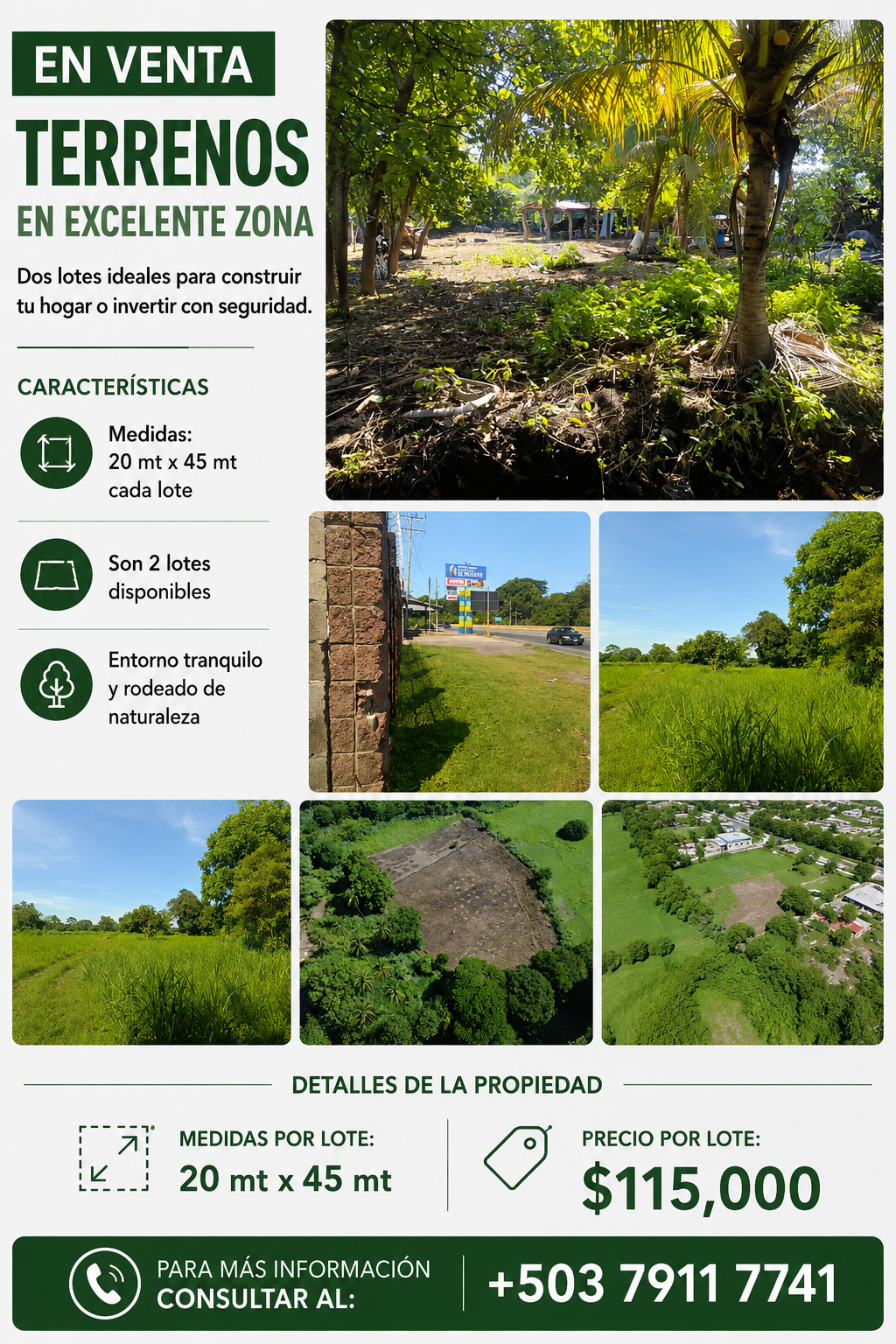 Dos Lotes en Venta de 20 x 45 m en Excelente Zona
