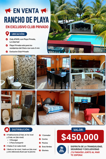 Rancho de Playa en Venta en Club ATAMI – Exclusividad, Comodidad y Playa Privada
